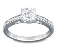 Swarovski Anillo Attract, Talla redonda, Pavé, Blanco, Baño de rodio, 58