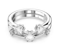 Swarovski Anillo Constella, Conjunto (2), Talla redonda, Blanco, Baño de rodio