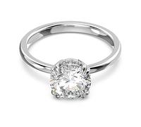 Swarovski Anillo de cóctel Constella Blanco, baño de rodio, talla redonda