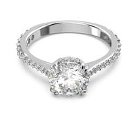 Swarovski Anillo de cóctel Constella, Talla redonda, Pavé, Blanco, Baño de rodio