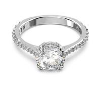 Swarovski Anillo de cóctel Constella, Talla redonda, Pavé, Blanco, Baño de rodio
