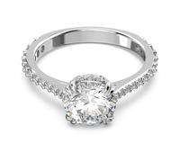 Swarovski Anillo de cóctel Constella, Talla redonda, Pavé, Blanco, Baño de rodio