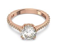 Swarovski Anillo de cóctel Constella, Talla redonda, Pavé, Blanco, Baño tono oro rosa