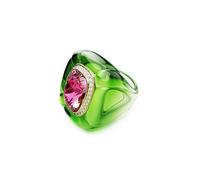 Swarovski Anillo de Cóctel Dulcis, Colección Dulcis, Talla Cushion, Pavé, Baño en Tono Oro, Cristal en Rosa, Resina, Inspiración Pop Art, Verde
