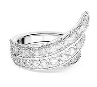 Anillo de cóctel Hyperbola, Tallas mixtas, Bandas dobles, Blanco, Baño de rodio 55