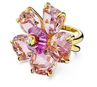 Swarovski Anillo de cóctel Idyllia, Flor, Rosa, Baño tono oro