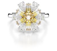 Swarovski Anillo de cóctel Idyllia, Tallas mixtas, Flor, Amarillo, Baño de rodio, 50-55