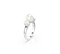 Swarovski Anillo Matrix, Crystal Pearl, Talla redonda, Blanco, Baño de rodio, 50