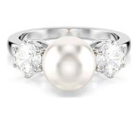 Swarovski Anillo Matrix, Crystal Pearl, Talla redonda, Blanco, Baño de rodio, 55