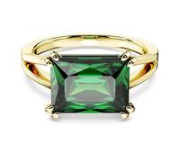 Swarovski Anillo de cóctel Matrix, Talla rectangular, Verde, Baño tono oro