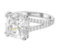 Swarovski Anillo de cóctel Stilla, corte cuadrado, pavé, blanco, chapado en rodio (talla 60)