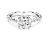 Swarovski Stilla Collection - Anillo de cóctel de corte redondo, pavé, blanco, acabado plateado, 55, Cristal, metal, Cristal