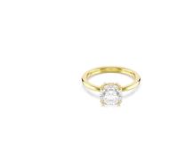 Swarovski Anillo de Cóctel Stilla, Zirconia y Cristales en Engaste de Garra Doble y Pavé, Talla Redonda y Talla Princesa, Colección Stilla, Baño en Tono Oro, Blanco