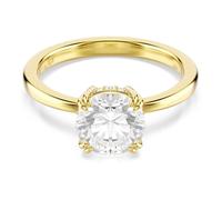 Swarovski Anillo de Cóctel Stilla, Zirconia y Cristales en Engaste de Garra Doble y Pavé, Talla Redonda y Talla Princesa, Colección Stilla, Baño en Tono Oro, Blanco
