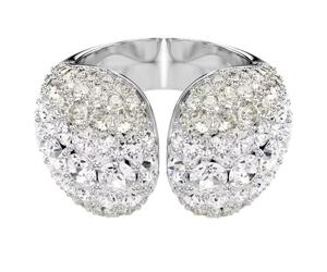 Swarovski Anillo de cóctel Sublima, corte redondo, blanco, chapado en rodio, talla 52