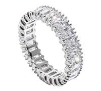 Swarovski Anillo Matrix, corte baguette, blanco, baño de rodio, cristal, óxido de circonio, Cristal, Zirconia cúbica, Cristal, Zirconia cúbica