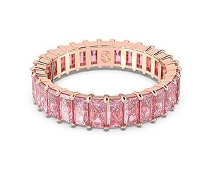 SWAROVSKI Anillo de matriz, corte baguette, rosa, acabado en tono oro rosa, US 7; EU 55, Metal, Sin piedra preciosa