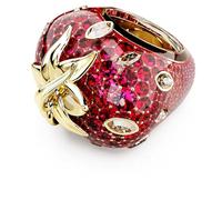 Swarovski Anillo Idyllia, corte mixto, fresa, rojo, chapado en oro, talla 58