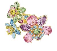 Swarovski Anillo Idyllia, tallas mixtas, flor, multicolor, baño tono oro, cristal, circonita cúbica, 50, Cristal, Cristal