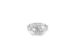 Swarovski Anillo Matrix, Diseño en Forma de Lazo con una Sofisticada Decoración Zirconia en Talla Baguette, Cada una Colocada en un Engaste de Garra, Baño de Rodio, Blanco