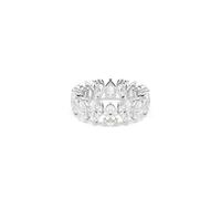 Swarovski Anillo Matrix Vittore, Piedras Facetadas con Elementos Blancos en Forma de Gota para Reflectar Luz, Colección Matrix, Talla Pera, Acabado en Tono Plateado, Blanco