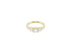 Swarovski Anillo Stilla Attract, Talla redonda, Talla de Precisión, Anillo Clásico, Trío de Cristales Transparentes, Zirconia, Colección Stilla Attrac, Baño Tono Oro, Blanco