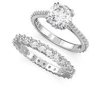 Swarovski Juego de 2 anillos Constella, con Circonitas Swarovski de Talla Princesa y Pavé clásico, Baño de rodio, Talla 52, Blanco, de la Colección Constella de Swarovski