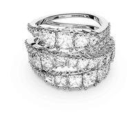 Swarovski Anillo Twist Wrap, Tallas mixtas, Blanco, Baño de rodio, 55
