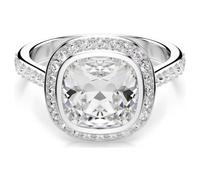 Swarovski Anillo Una Angelic, Corte Cushion, Blanco, Baño de rodio, 55, Cristales, Baño de Rodio, Sin piedra preciosa