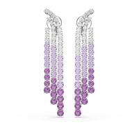 Swarovski Aretes de clip Matrix, Degradado de color, Tallas redondas, Morados, Baño de rodio, One Size, Cristal, Circonia cúbica