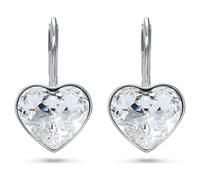 Swarovski Bella 5687414 - Pendientes colgantes para mujer, en forma de corazón, chapados en rodio, color: Blanco, Talla única, Chapado en rodio, cristal