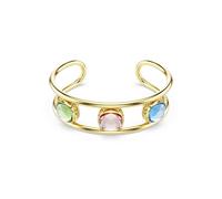 Swarovski Brazalete Abierto Chroma Twist, Diseño Reversible ReCreated™ Crystals Verde, Azul, y Cristal Rosa, Baño en Tono Oro, Colección Chroma Twist