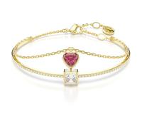 Swarovski Brazalete Chroma, Corazón, Rojo, Baño tono oro