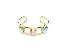 Swarovski Brazalete Chroma, Corte cojín, Verde, Baño tono oro