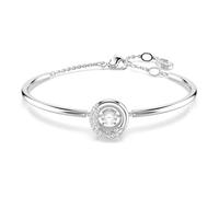 Swarovski Brazalete Dextera, con un aro Central con una Mitad Engastada con Cristales Transparentes en Pavé Zirconia que se Mueve en el Centro, Talla Redonda, Baño de Rodio, Blanco