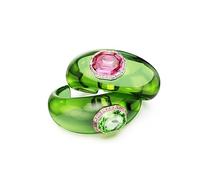 Swarovski Brazalete Dulcis, Conjunto de Dos Brazaletes, Brazalete verde, Cristales en Talla octogonal y Pavé, Uno con Piedra en Color Rosa y el Otro en Violeta, Resina, Baño en Tono Oro, Multicolor