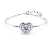 Swarovski Brazalete Hyperbola, Corazón, Azul, Baño de rodio