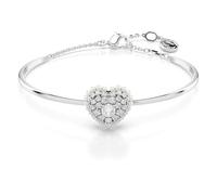 Swarovski Brazalete Hyperbola, Corazón, Blanco, Baño de rodio