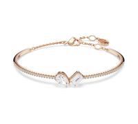 Swarovski Brazalete Mesmera, Bañado en Tono Oro Rosa que Luce un Pavé de Cristales a Cada Lado, Combinado con dos Zirconias en el Centro con Tallas de Pera y Octogonal Escalonada, Blanco