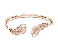 Brazalete Nice, Pluma, Blanco, Baño tono oro rosa M