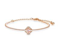 Swarovski Brazalete Sparkling Dance para Mujer, en Baño Tono Oro Rosa, con Piedra Rosa Central en Diseño de Trébol y Cristales Pavimentados, Colección Swarovski Sparkling Dance