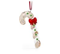 Swarovski Candy Cane Ornament, Gold Tone, Red And White Crystals Hanging Decoration, From The Holiday Cheers Collection