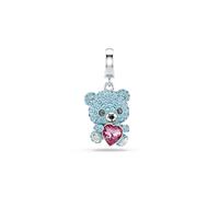 Swarovski Charm Idyllia, corte mixto, oso, azul, chapado en rodio