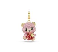 Swarovski Charm Idyllia, corte mixto, oso, rosa, chapado en oro