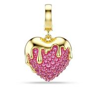 Swarovski Charm Idyllia, Talla redonda, Corazón, Rosa, Baño tono oro