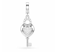 Swarovski Charm Idyllia, Tallas mixtas, Corazón con llave, Blanco, Baño de rodio