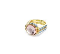 Swarovski Chroma Colección anillo, talla cojín, multicolor, chapado en tono dorado