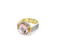 Swarovski Chroma Colección anillo, talla cojín, multicolor, chapado en tono dorado