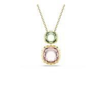 Swarovski Chroma Colección, talla cojín, multicolor, chapado en tono dorado
