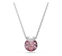 Swarovski Colgante Bella V, Colgante en Forma de V con un Cristal Central Rosa Engastado en Metal con Baño de Rodio y una Flor en Pavé, Talla redonda, Rosa, Baño de Rodio